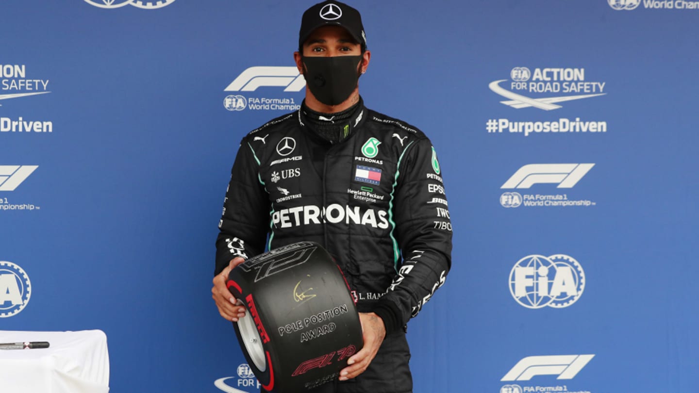 HUNGARORING, HUNGARY - JULY 18: Lewis Hamilton, Mercedes-AMG Petronas F1, celebrates pole position